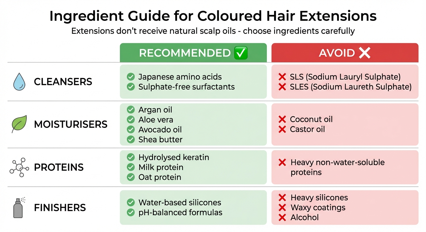 Recommended vs Avoided Ingredients for Coloured Hair Extensions