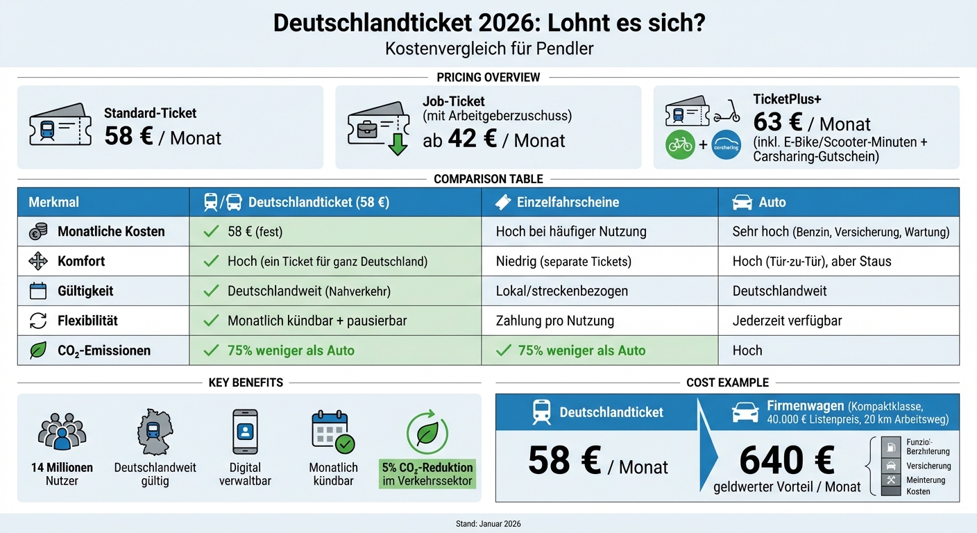 Deutschlandticket 2026: Kostenvergleich und Vorteile für Pendler