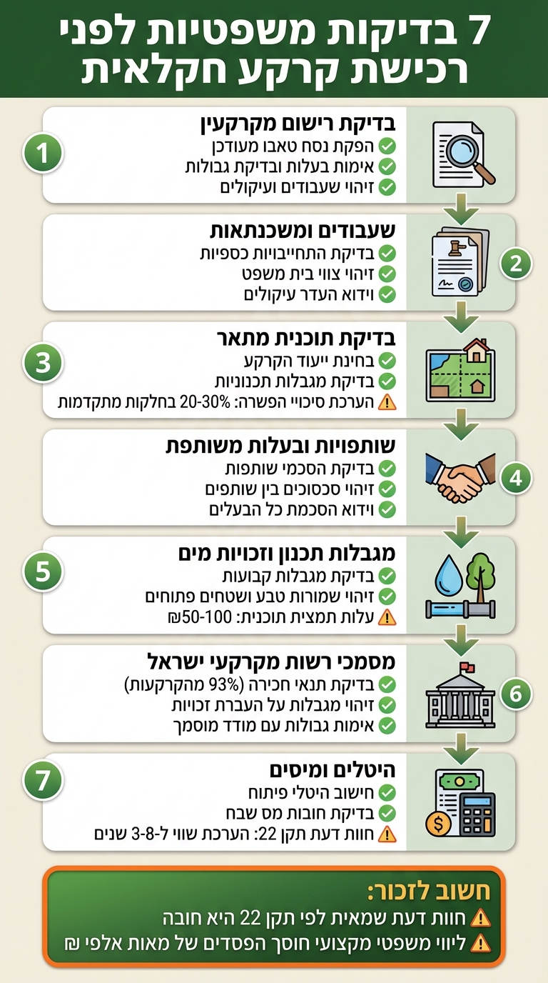 7 בדיקות משפטיות חיוניות לפני רכישת קרקע חקלאית בישראל