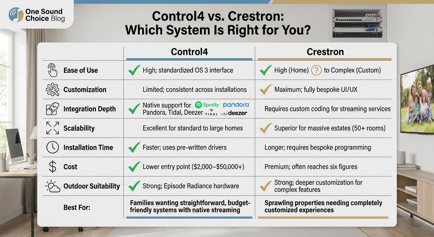 Control4 vs Crestron Outdoor Control Systems Comparison