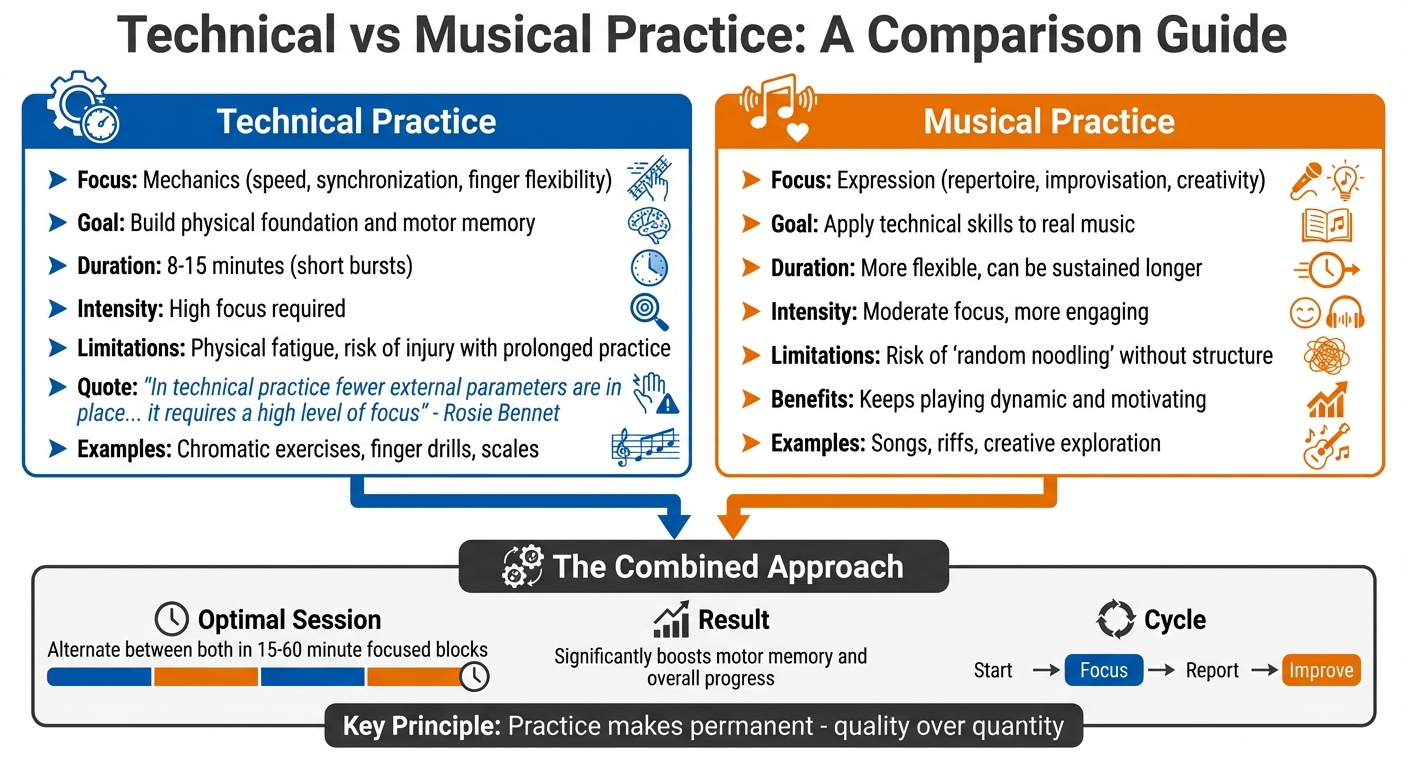 Technical vs Musical Guitar Practice: A Comparison Guide