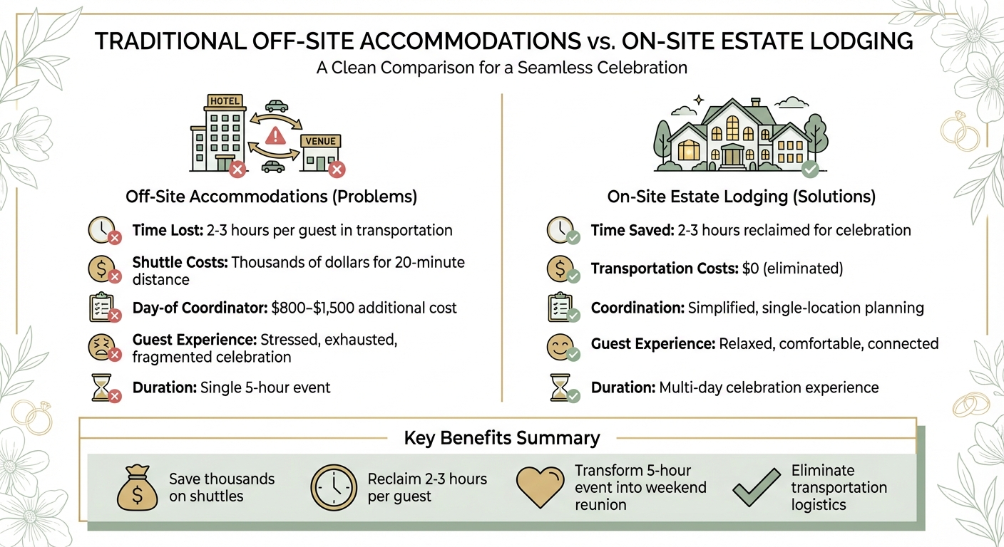 On-Site vs Off-Site Wedding Lodging: Cost and Time Comparison