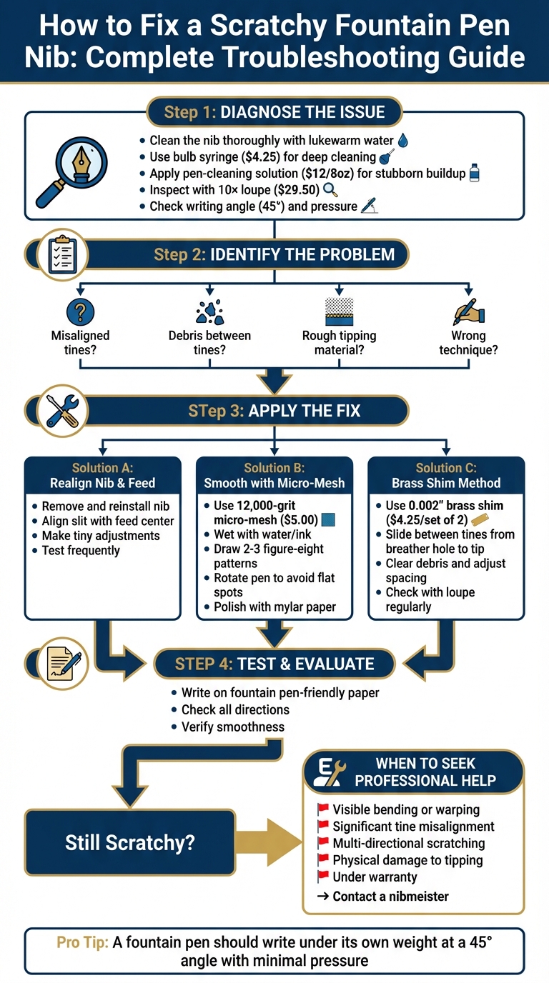 Step-by-Step Guide to Diagnosing and Fixing a Scratchy Fountain Pen Nib