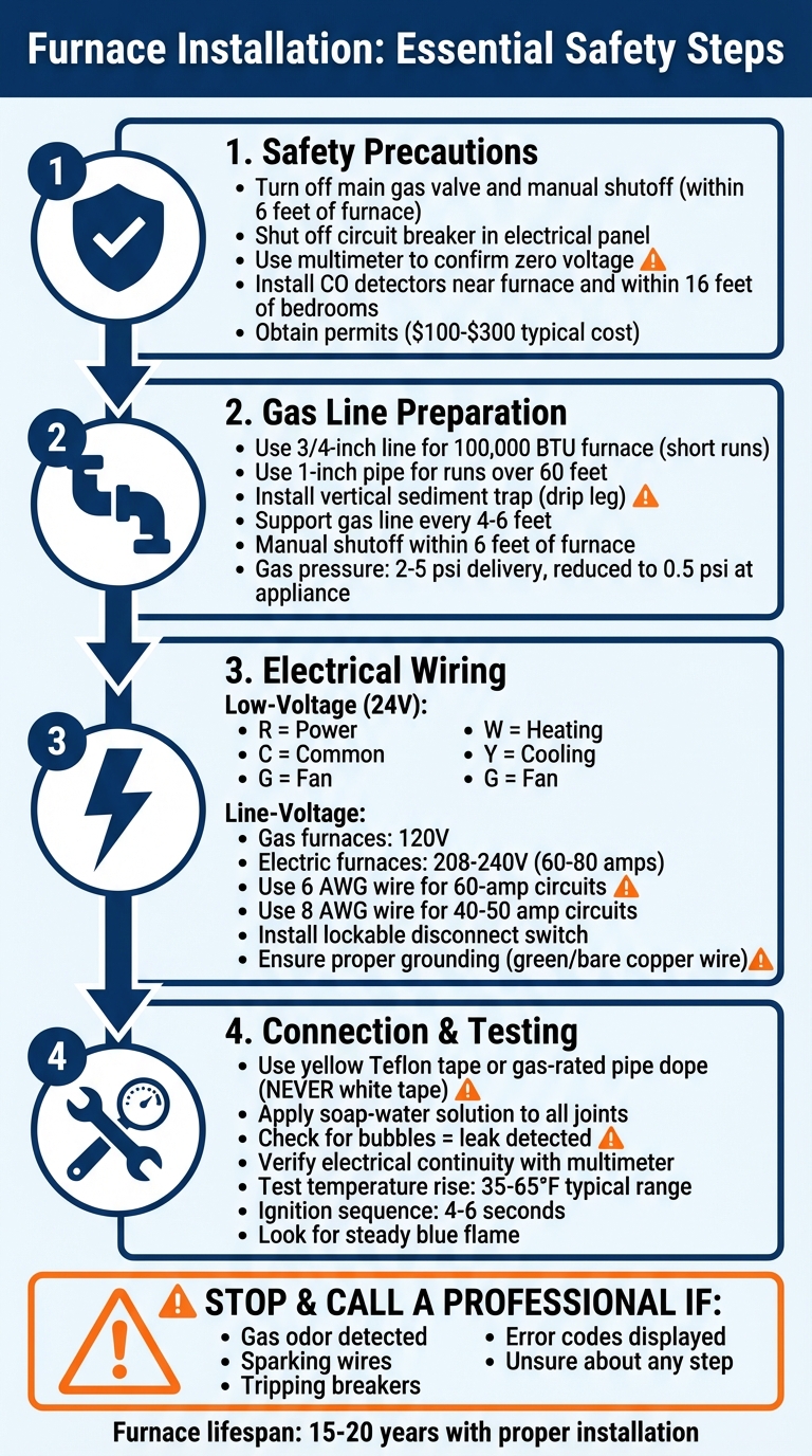 Furnace Installation Safety Checklist: Gas Line and Electrical Wiring Steps