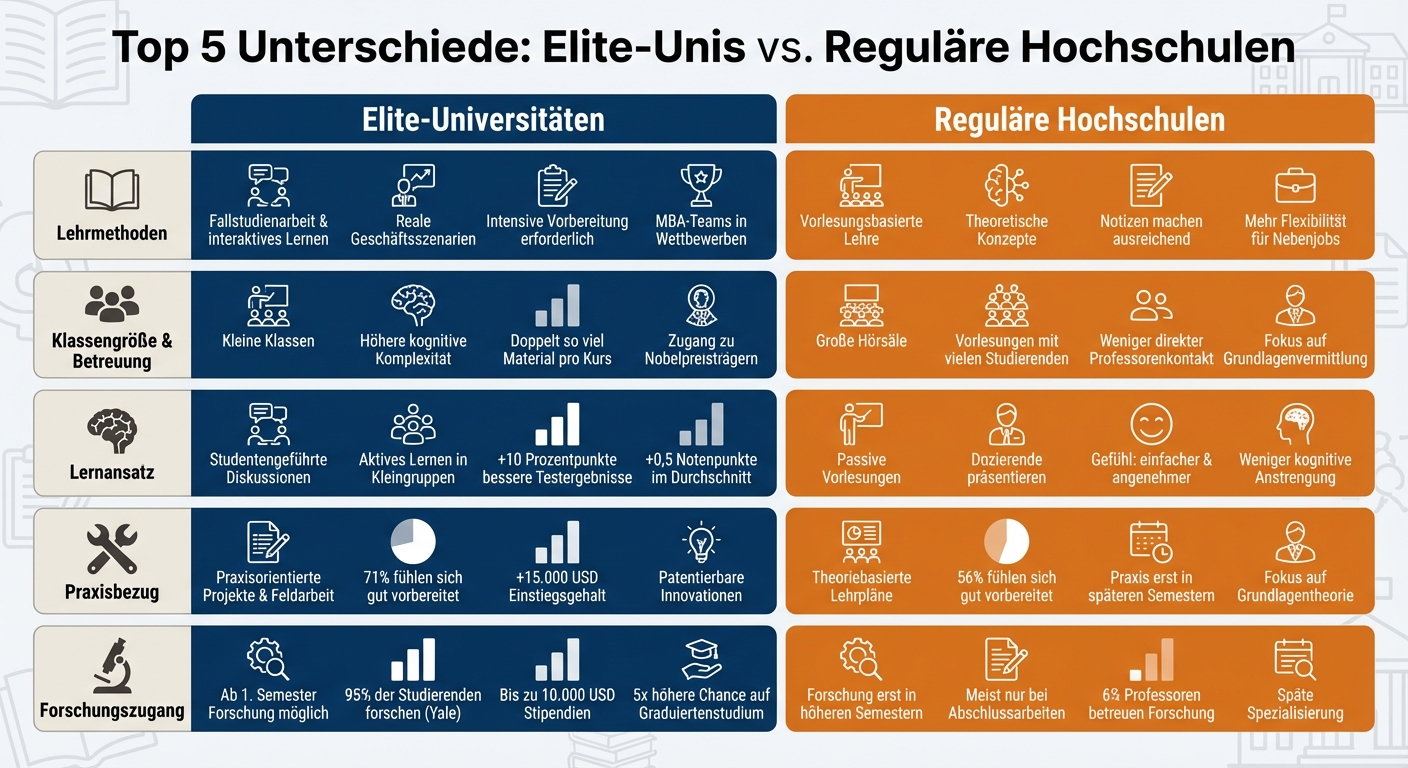 Elite-Universitäten vs. reguläre Hochschulen: 5 zentrale Unterschiede im Vergleich