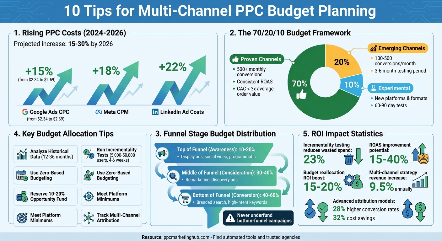 Multi-Channel PPC Budget Allocation Framework: 70/20/10 Rule and Funnel Stage Distribution