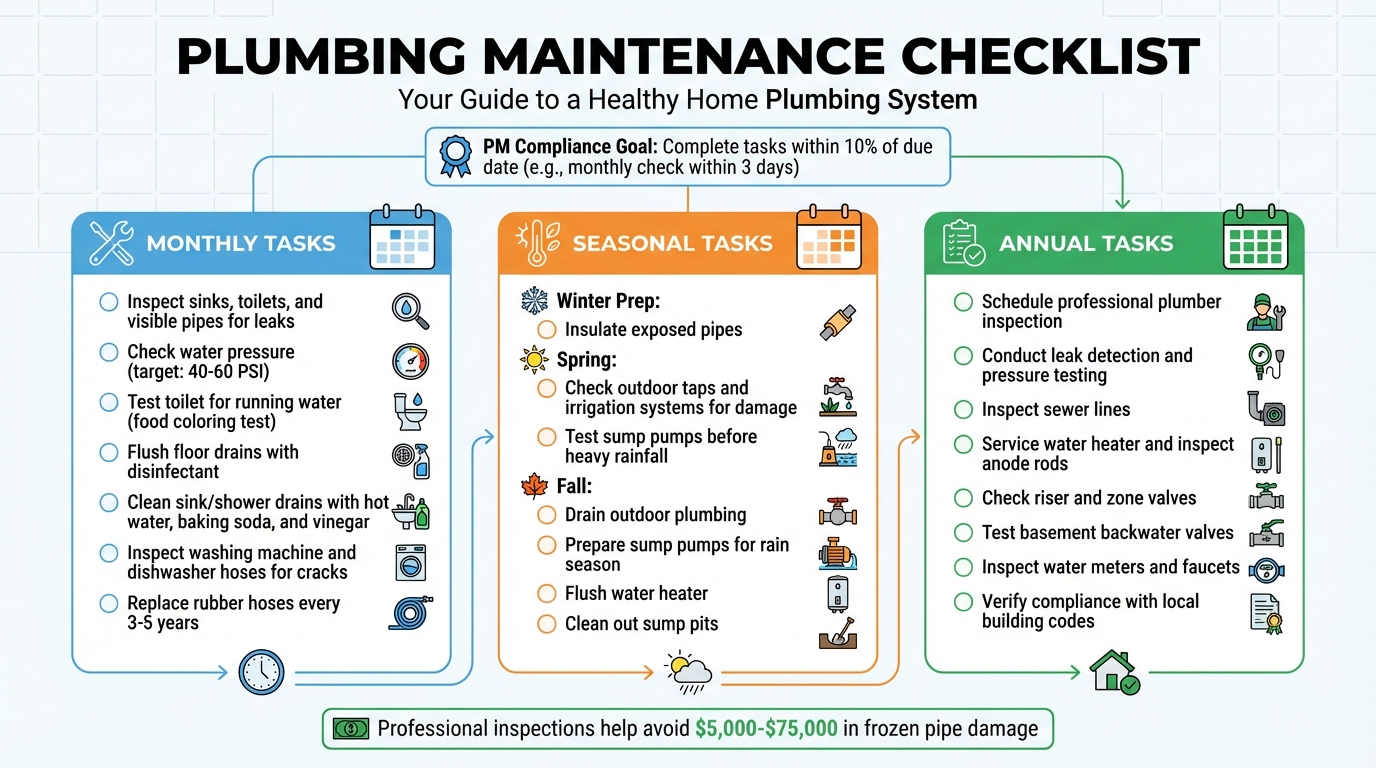 Plumbing Maintenance Schedule: Monthly, Seasonal and Annual Tasks Checklist