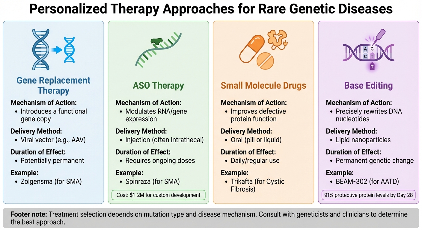 Comparison of Personalized Therapy Types for Rare Genetic Diseases