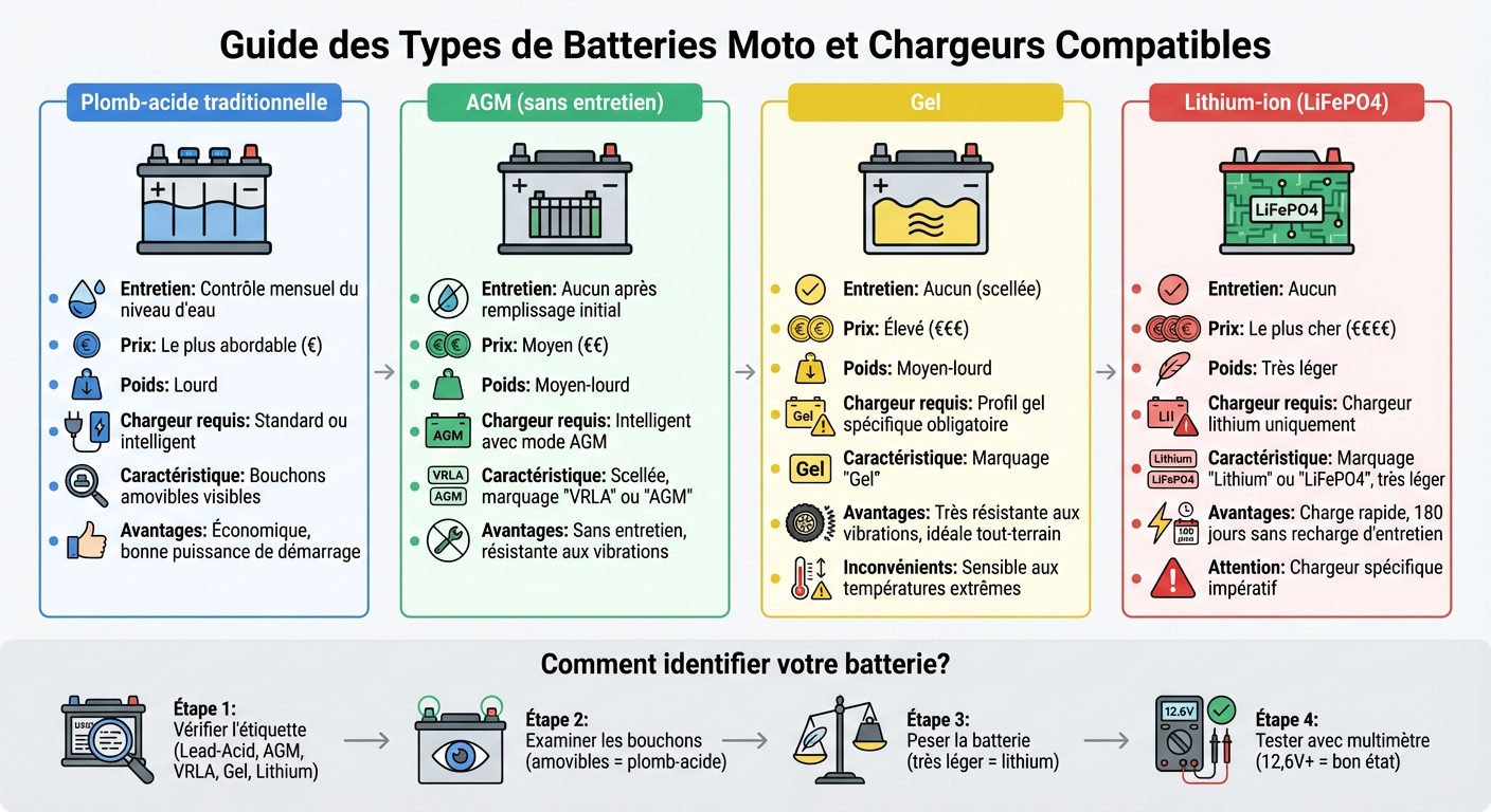 Comparaison des types de batteries moto et chargeurs compatibles