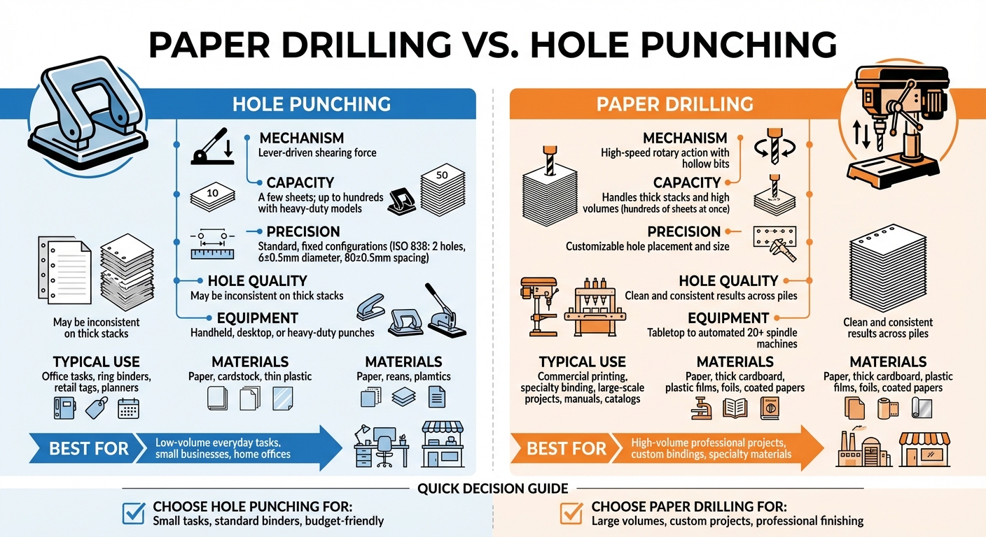 Paper Drilling vs Hole Punching Comparison Chart