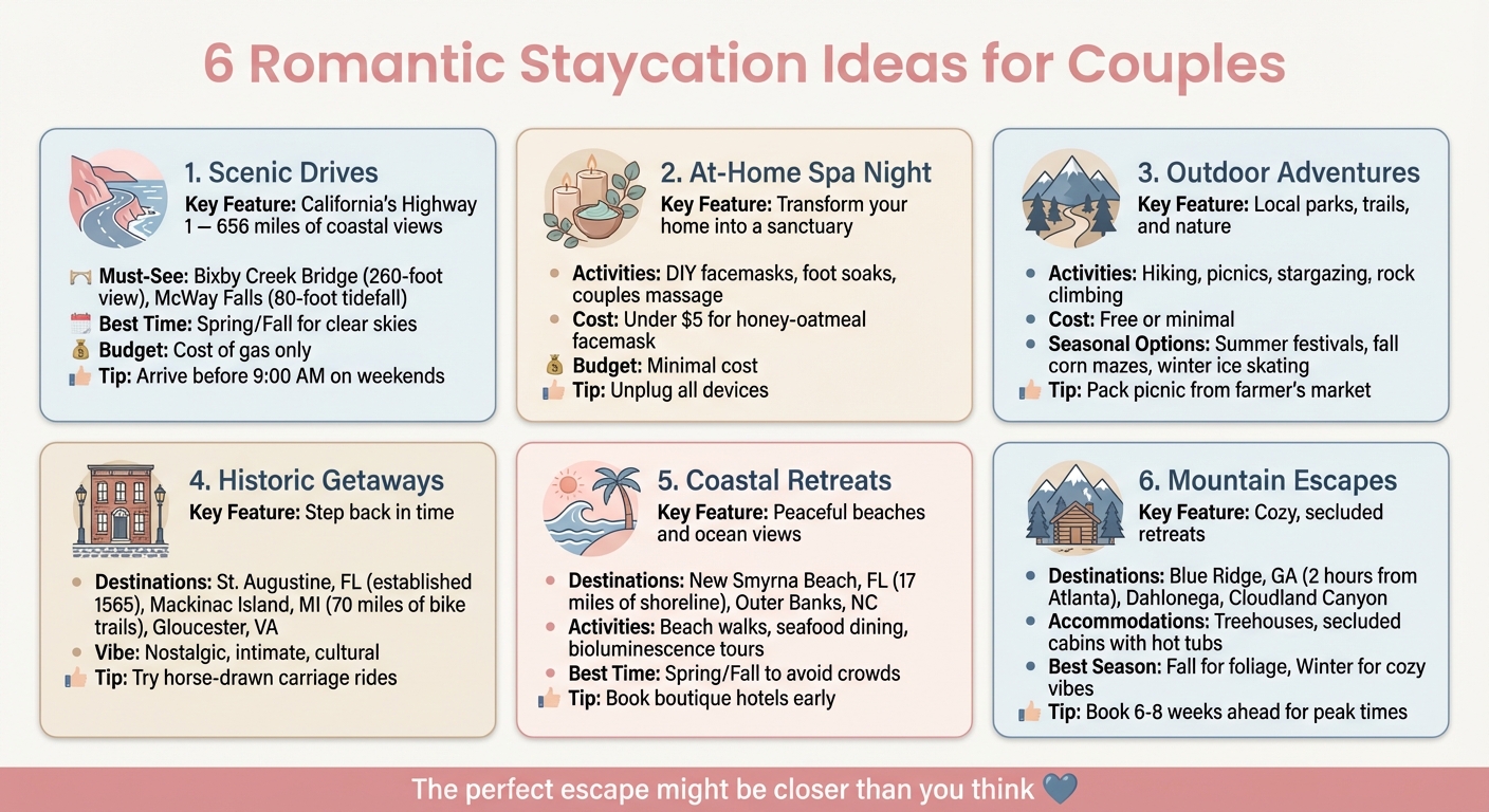 6 Romantic Staycation Ideas for Couples: Quick Comparison Guide