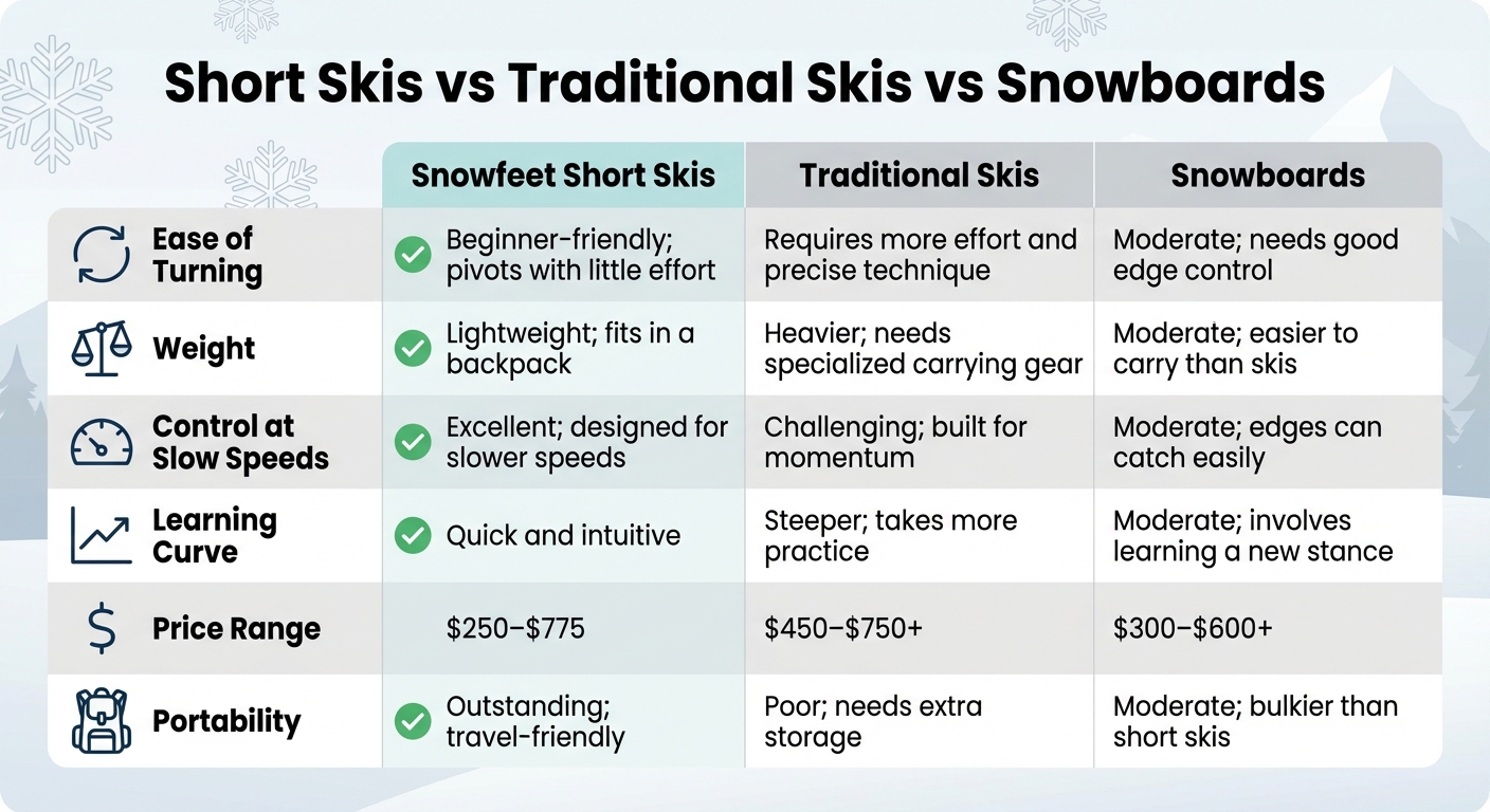 مقارنة بين الزلاجات القصيرة والزلاجات التقليدية وألواح التزلج للمبتدئين