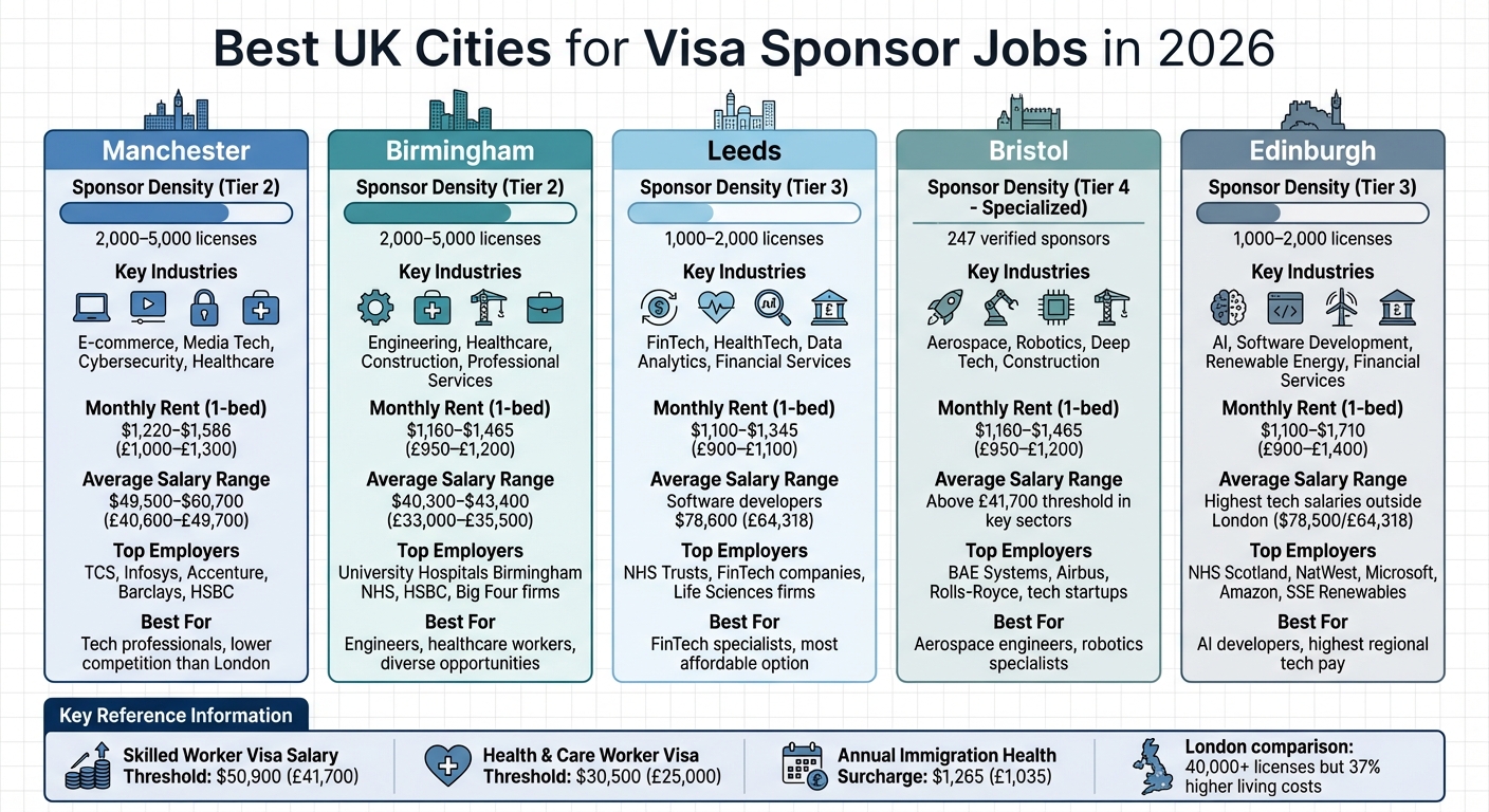 UK Cities Comparison for Visa Sponsor Jobs: Salary, Rent & Industry Overview 2026