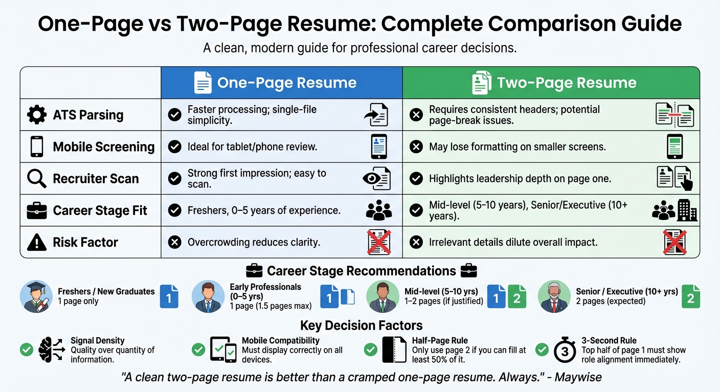 One-Page vs Two-Page Resume Comparison Guide for ATS 2026