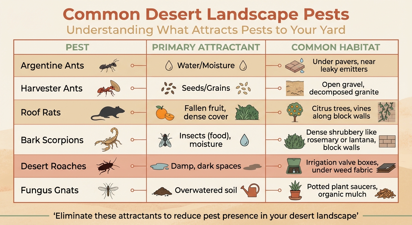 Common Desert Landscape Pests: Attractants and Habitats Guide