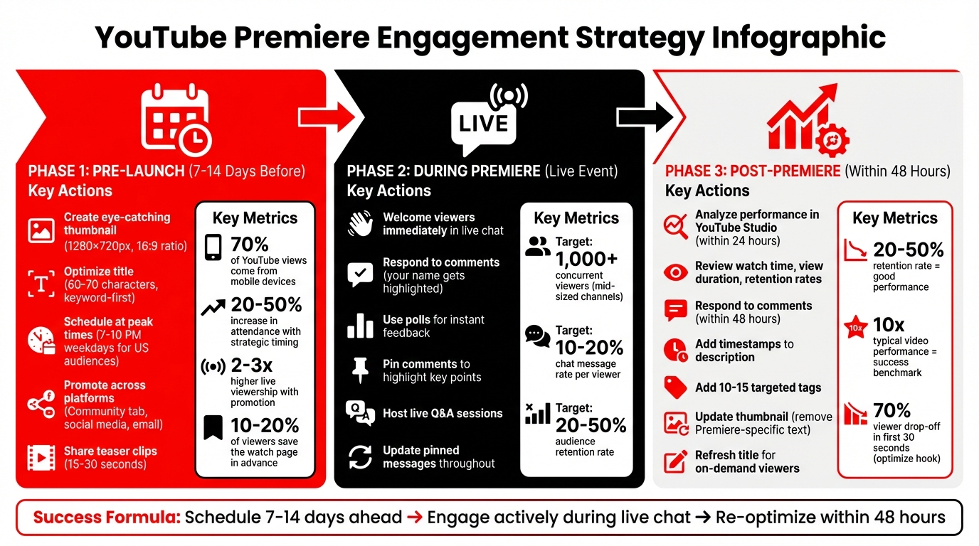 YouTube Premiere Strategy: 3-Phase Workflow for Maximum Engagement