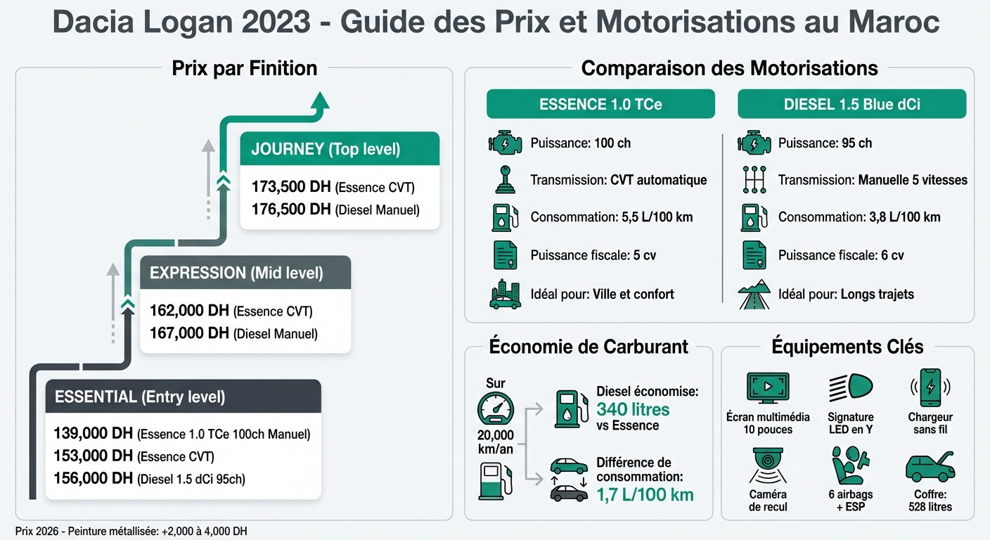Dacia Logan 2023 Maroc : Prix, Motorisations et Consommation par Finition