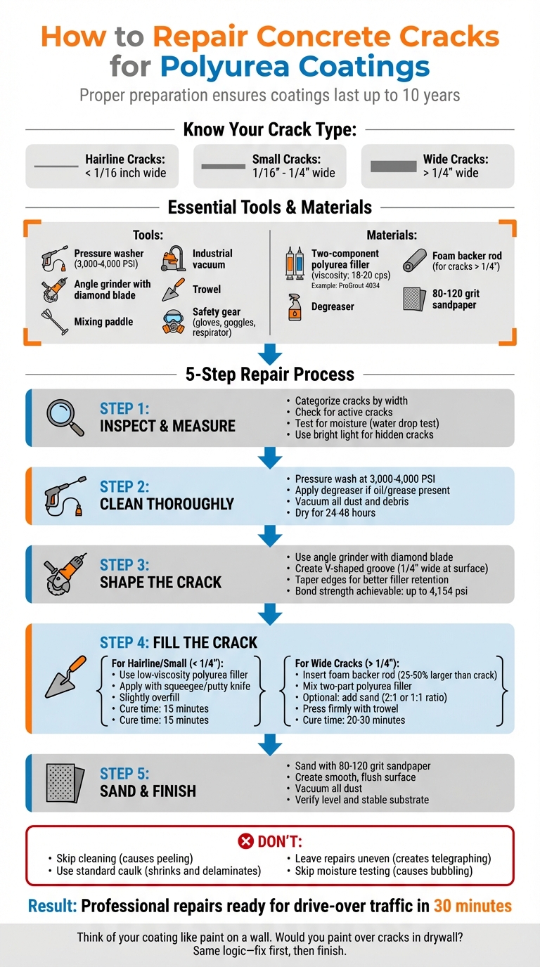 Step-by-Step Guide to Repairing Concrete Cracks Before Polyurea Coating