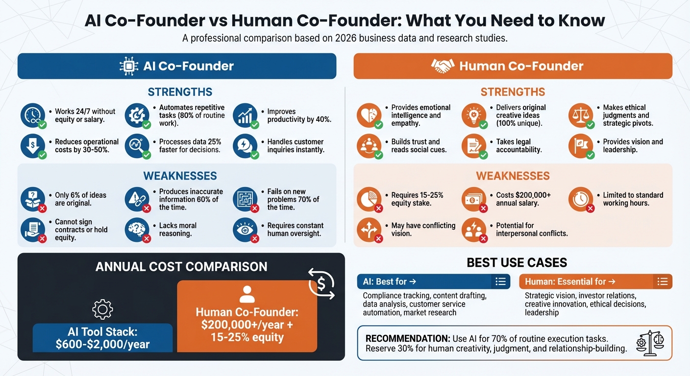 AI vs Human Co-Founder: Strengths, Weaknesses, and Cost Comparison