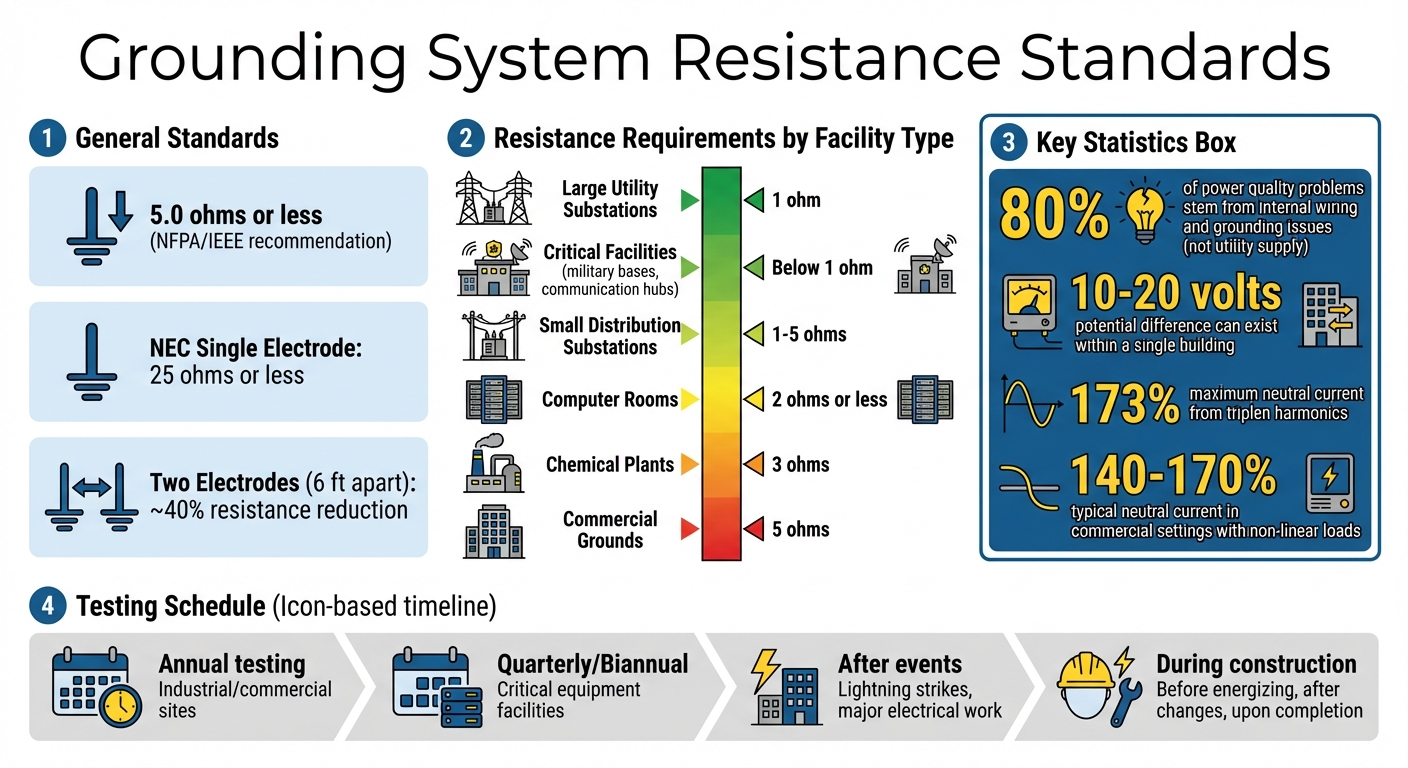 Grounding System Standards and Resistance Requirements by Facility Type