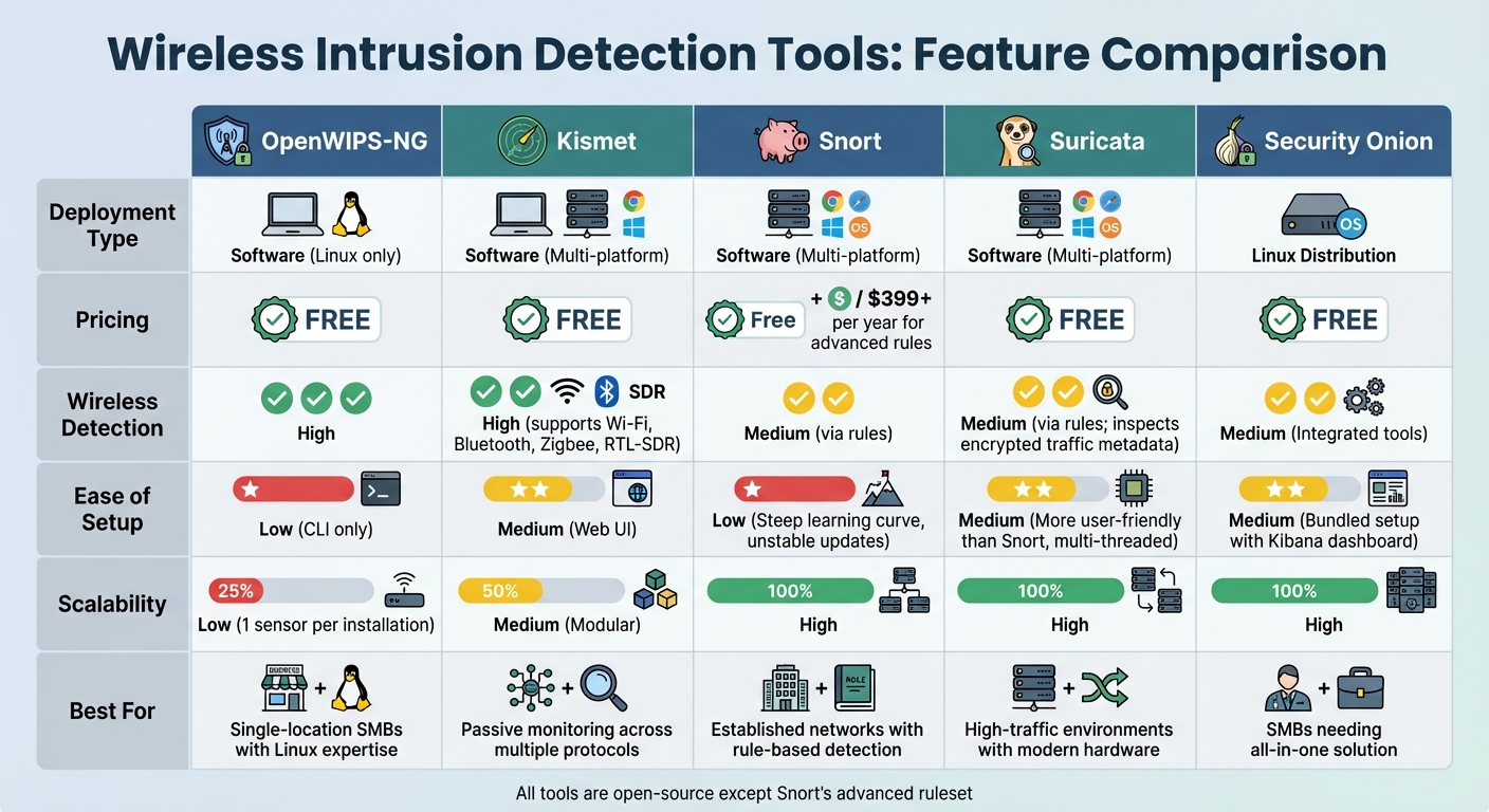Wireless Intrusion Detection Tools Comparison for SMBs