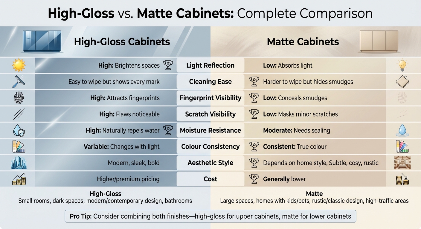 High-Gloss vs Matte Cabinets Comparison Chart