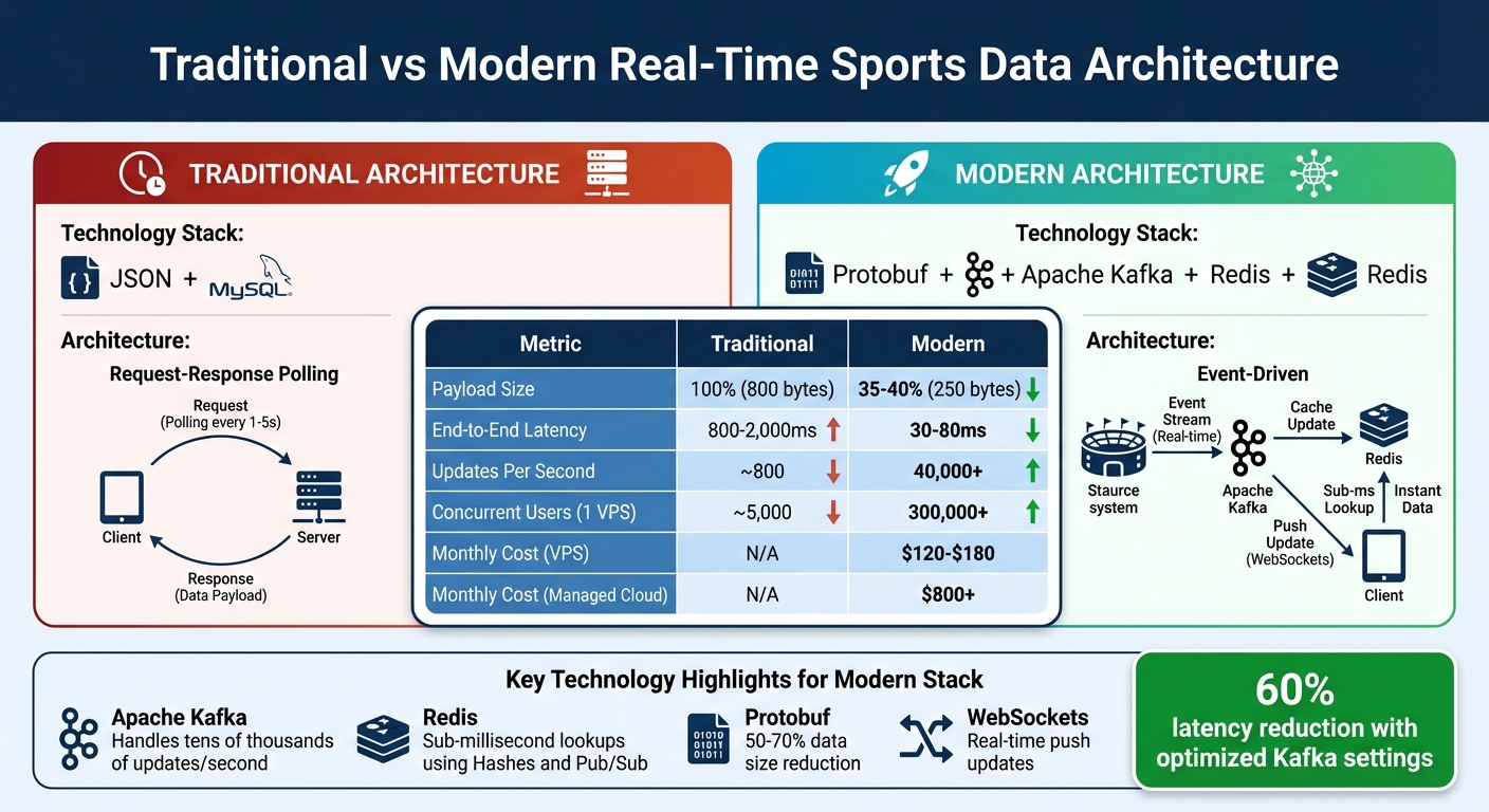 Traditional vs Modern Real-Time Sports Data Architecture Performance Comparison