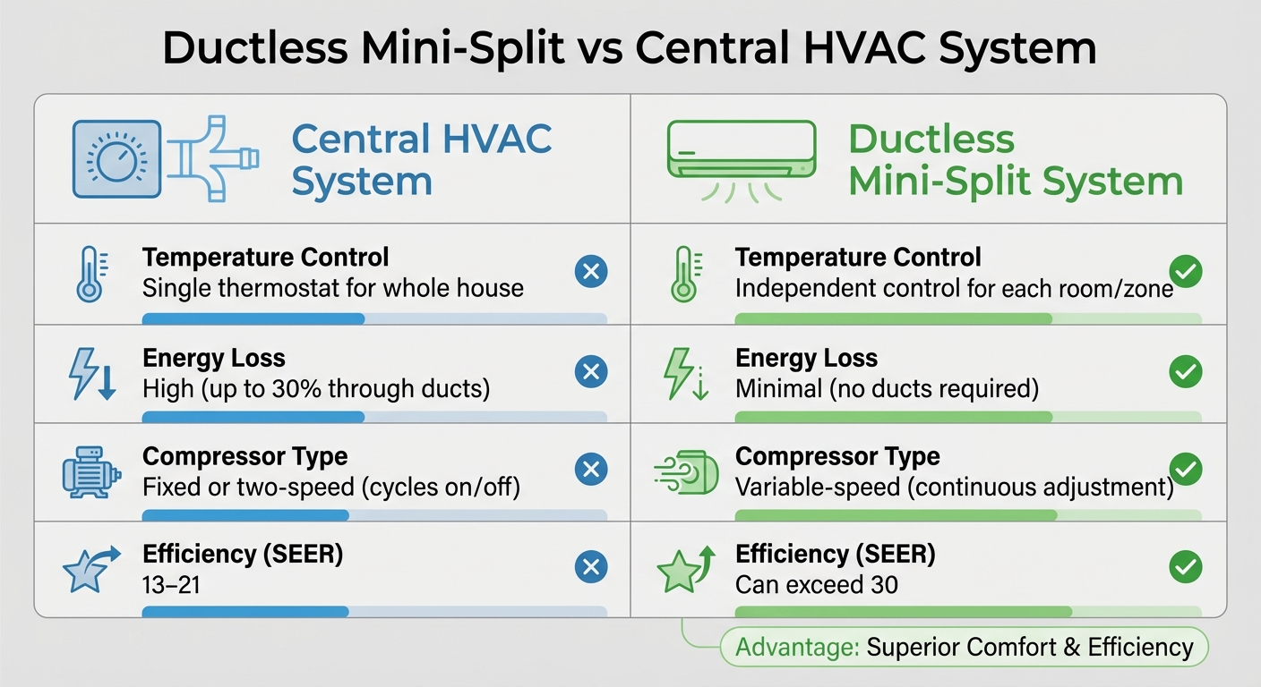 Ductless Mini-Split vs Central HVAC System Comparison