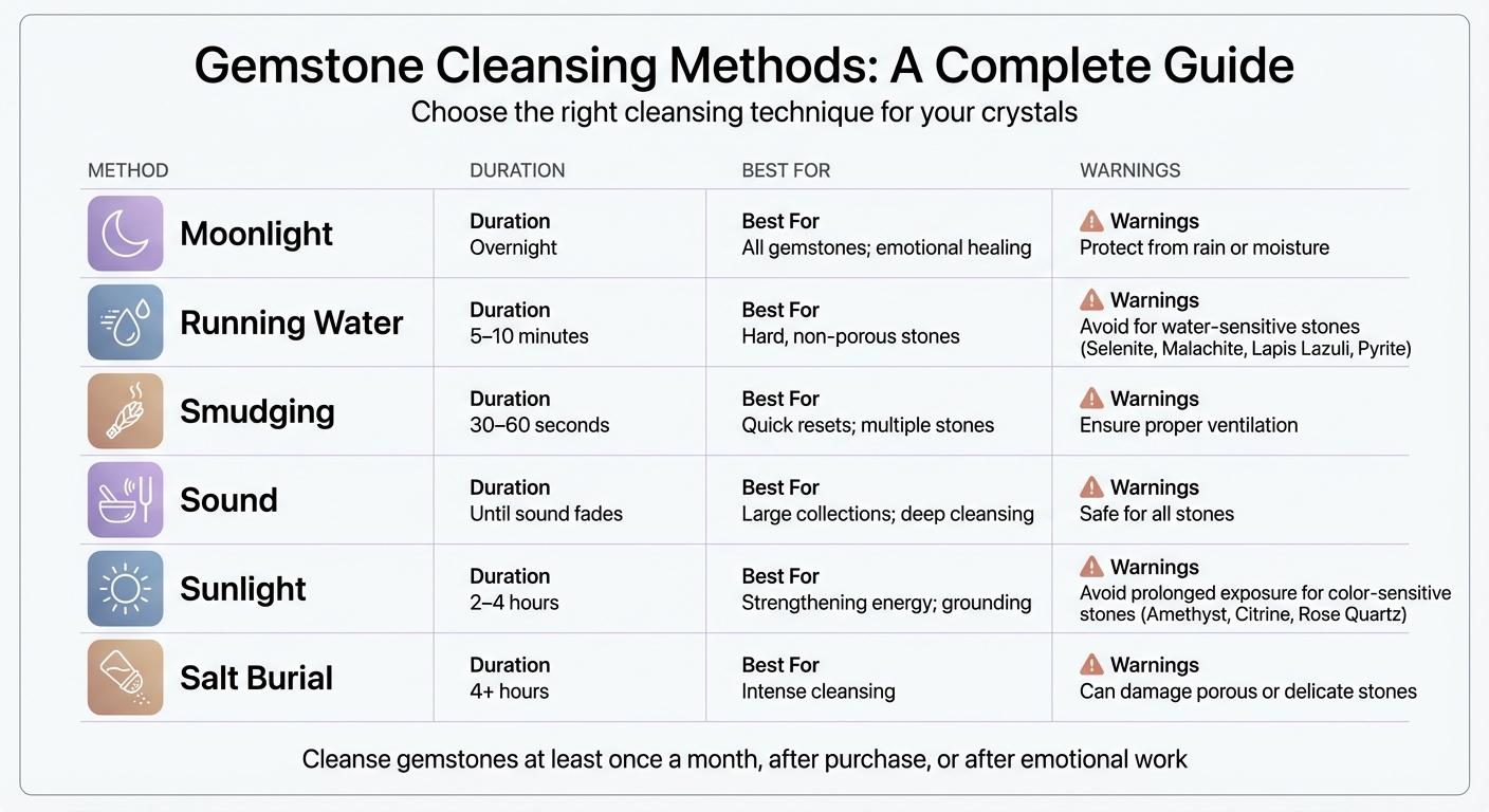 Gemstone Cleansing Methods Comparison Guide