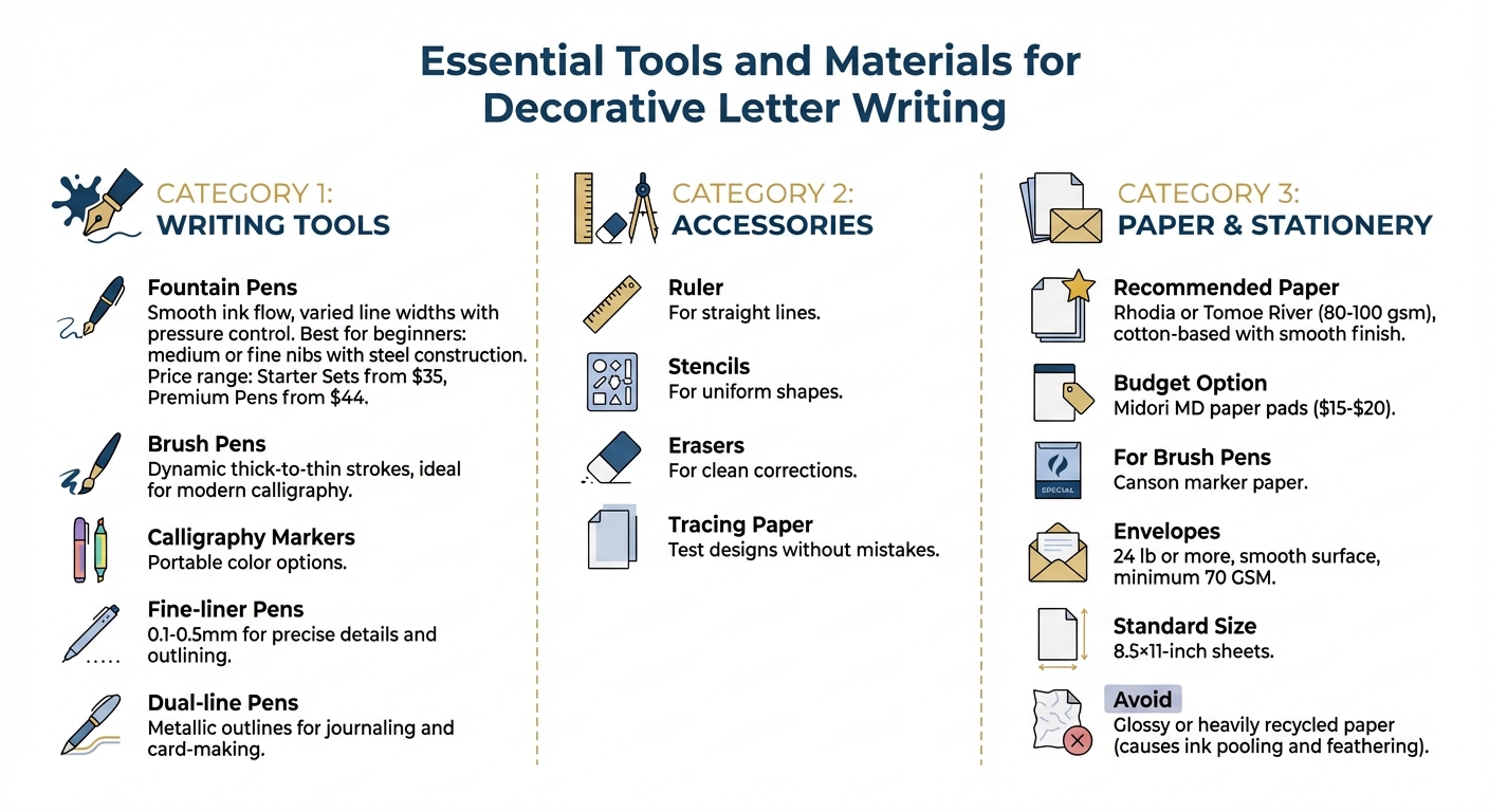 Essential Tools and Materials for Decorative Letter Writing
