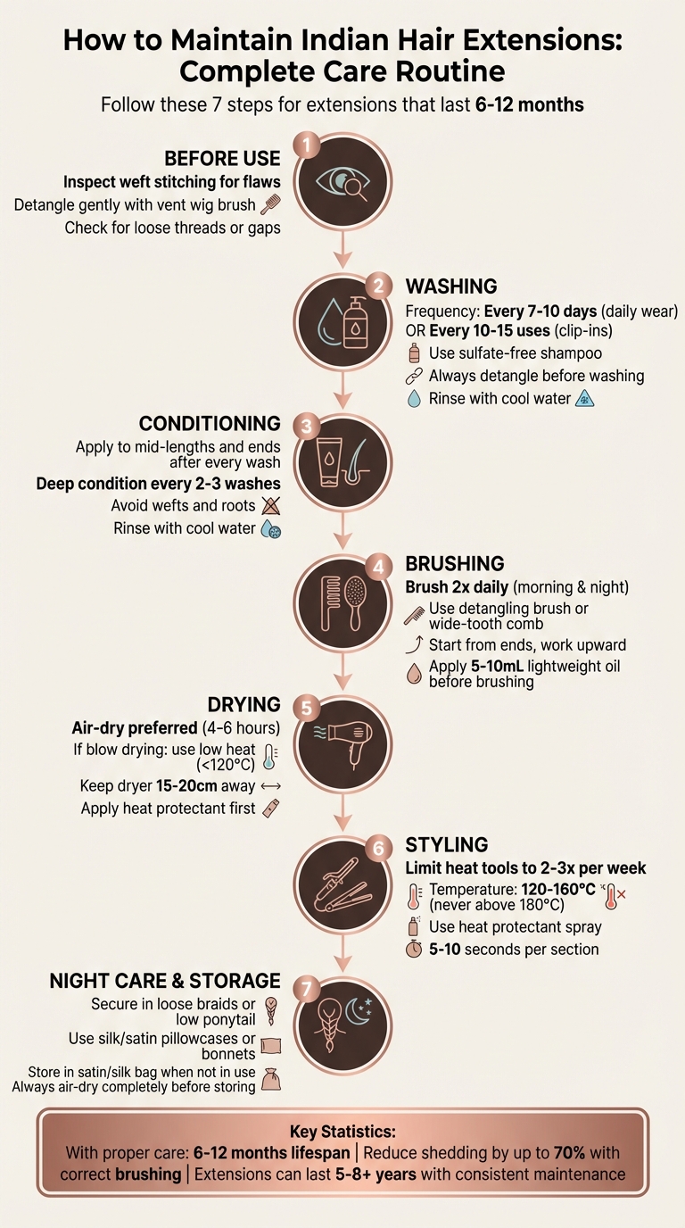 Indian Hair Extensions Care Guide: 7-Step Maintenance Routine