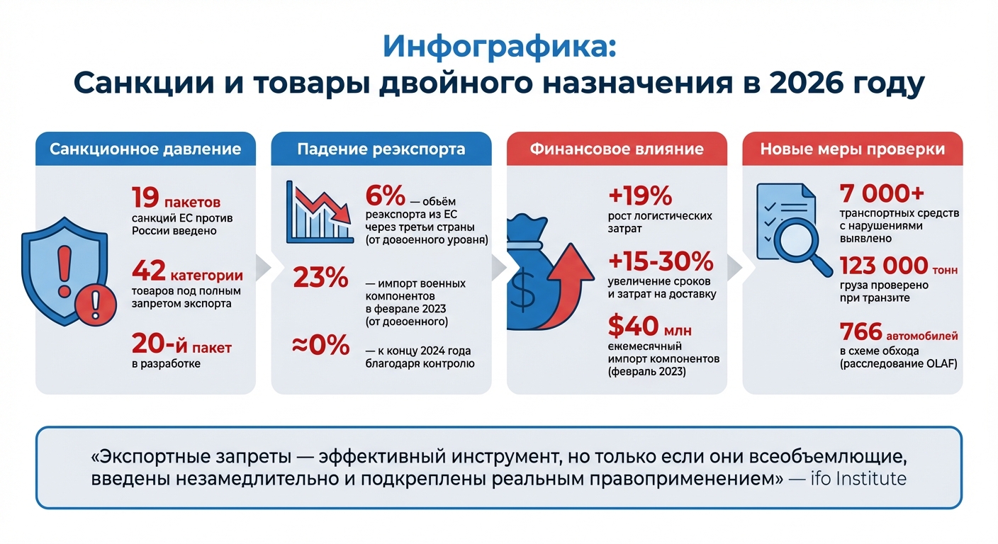 Санкции 2026: ключевые цифры и изменения в торговле товарами двойного назначения