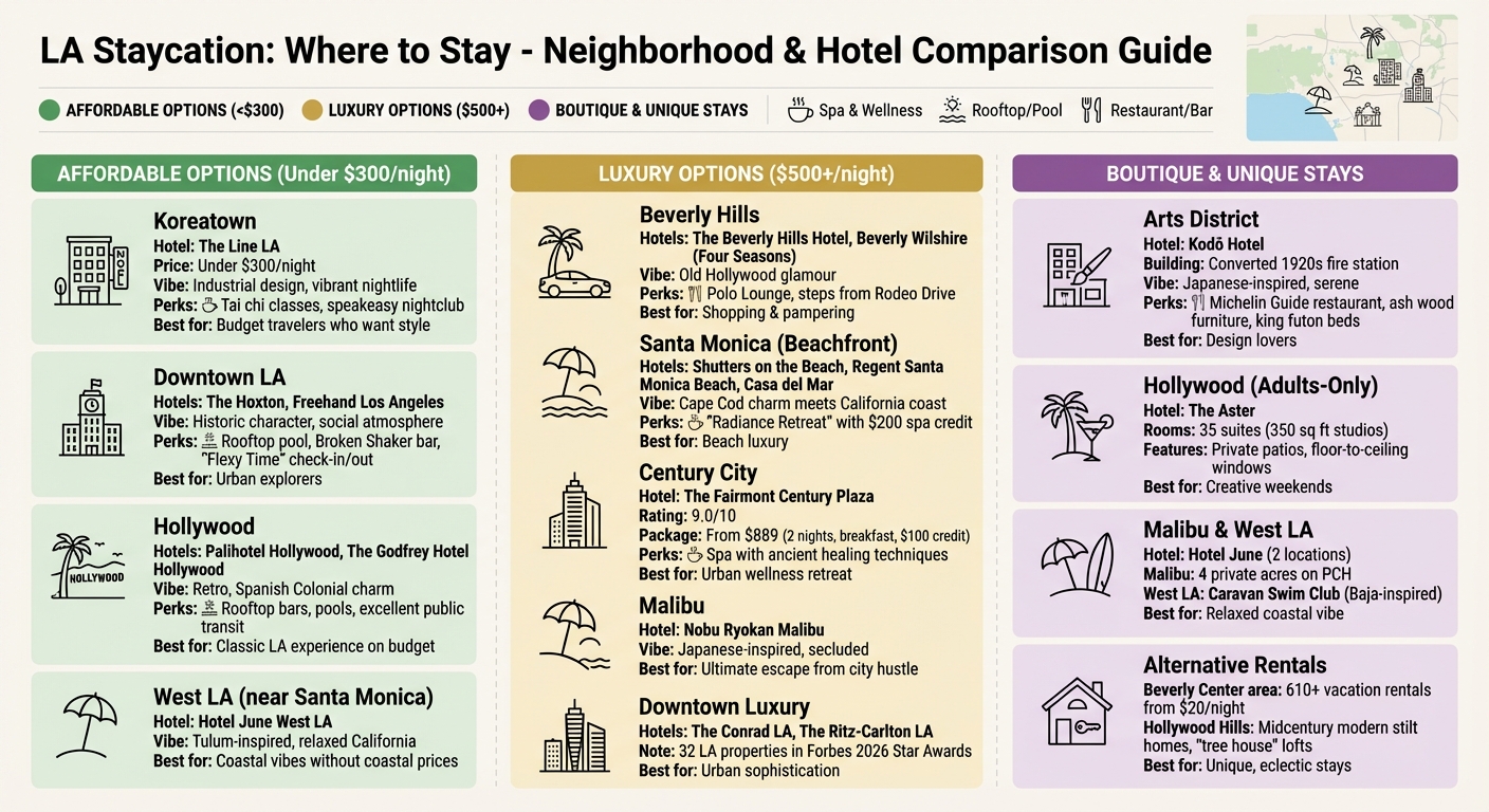 LA Staycation Neighborhoods Comparison Guide: Best Areas by Budget and Vibe