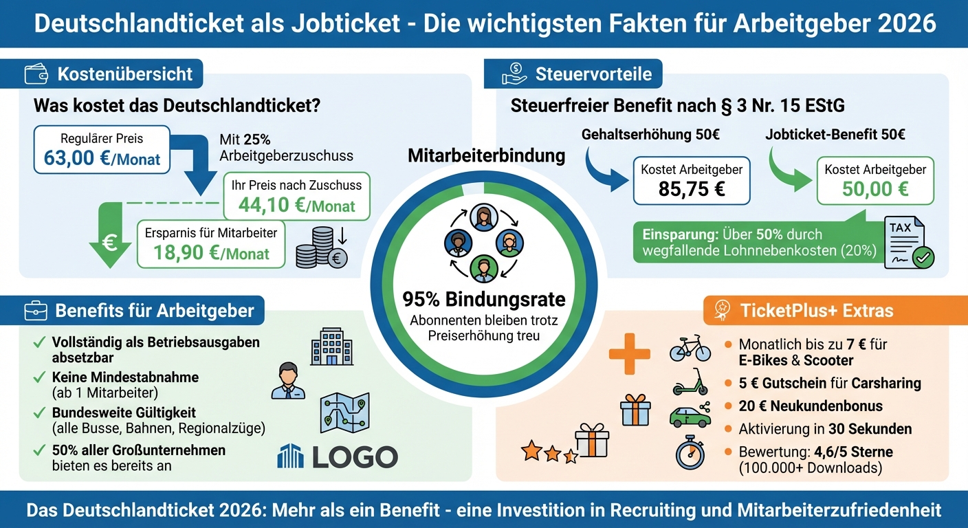 Deutschlandticket Jobticket: Kosten, Steuervorteile und Arbeitgeber-Benefits 2026