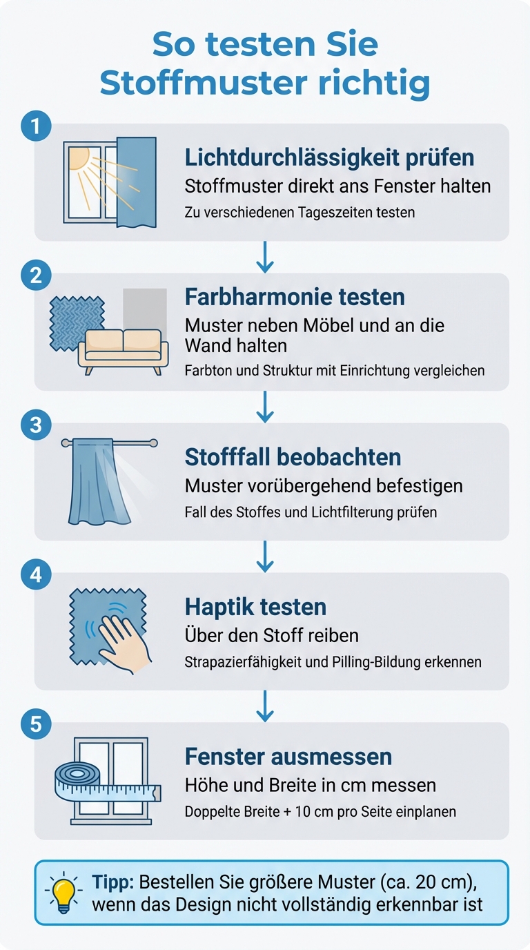 Stoffmuster bestellen und testen: 5-Schritte-Anleitung für die perfekte Gardinenwahl