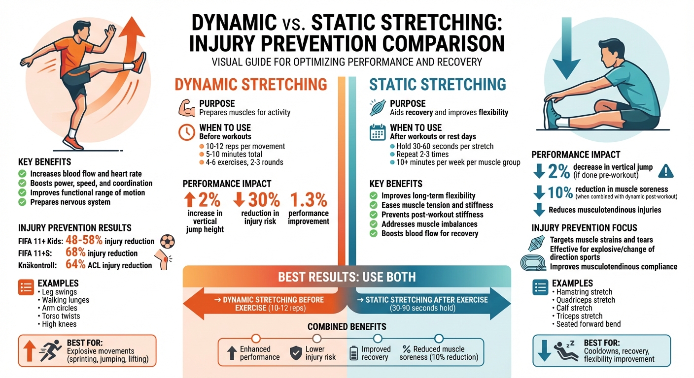 Dynamic vs Static Stretching: When to Use Each for Injury Prevention