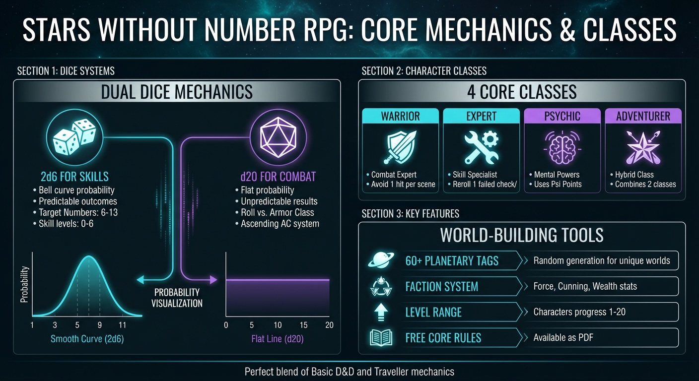Stars Without Number: Core Mechanics and Character Classes Overview