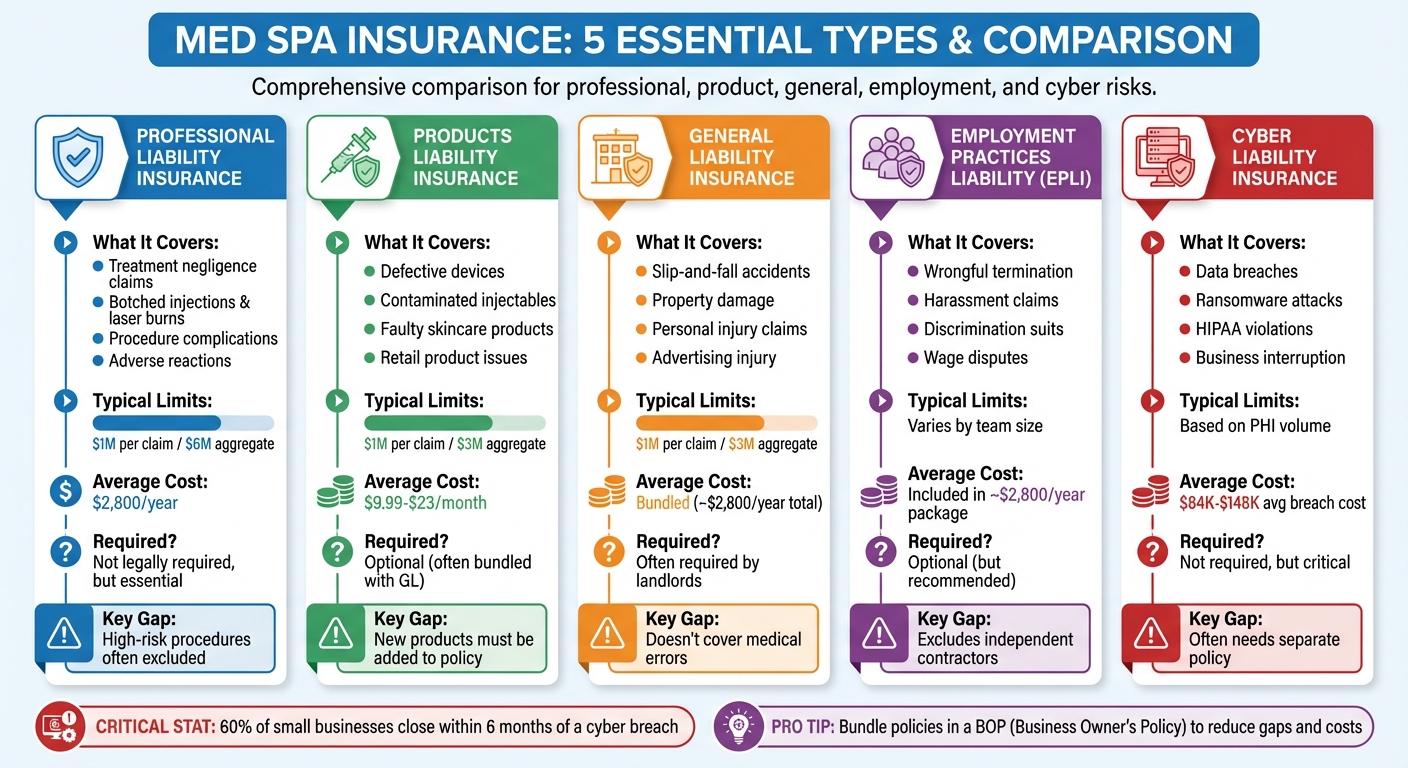 5 Essential Insurance Types for Med Spas: Coverage Comparison Guide