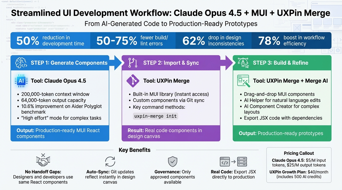 3-Step Workflow for Building UI with Claude Opus 4.5, MUI, and UXPin Merge