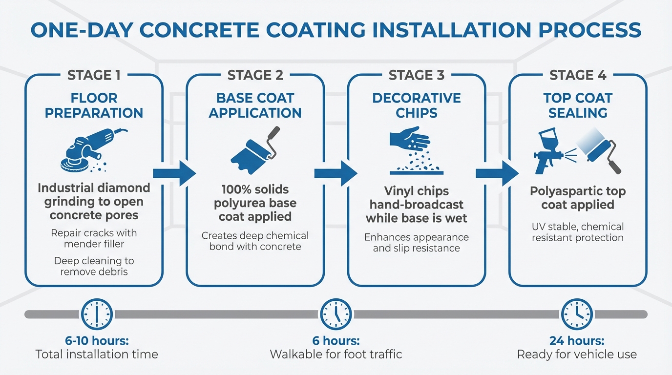 One-Day Concrete Coatings For Coeur D'Alene And Spokane: Revolutionizing Floors In Kennewick To Clarkston 5 One-Day Concrete Coating Installation Process Timeline