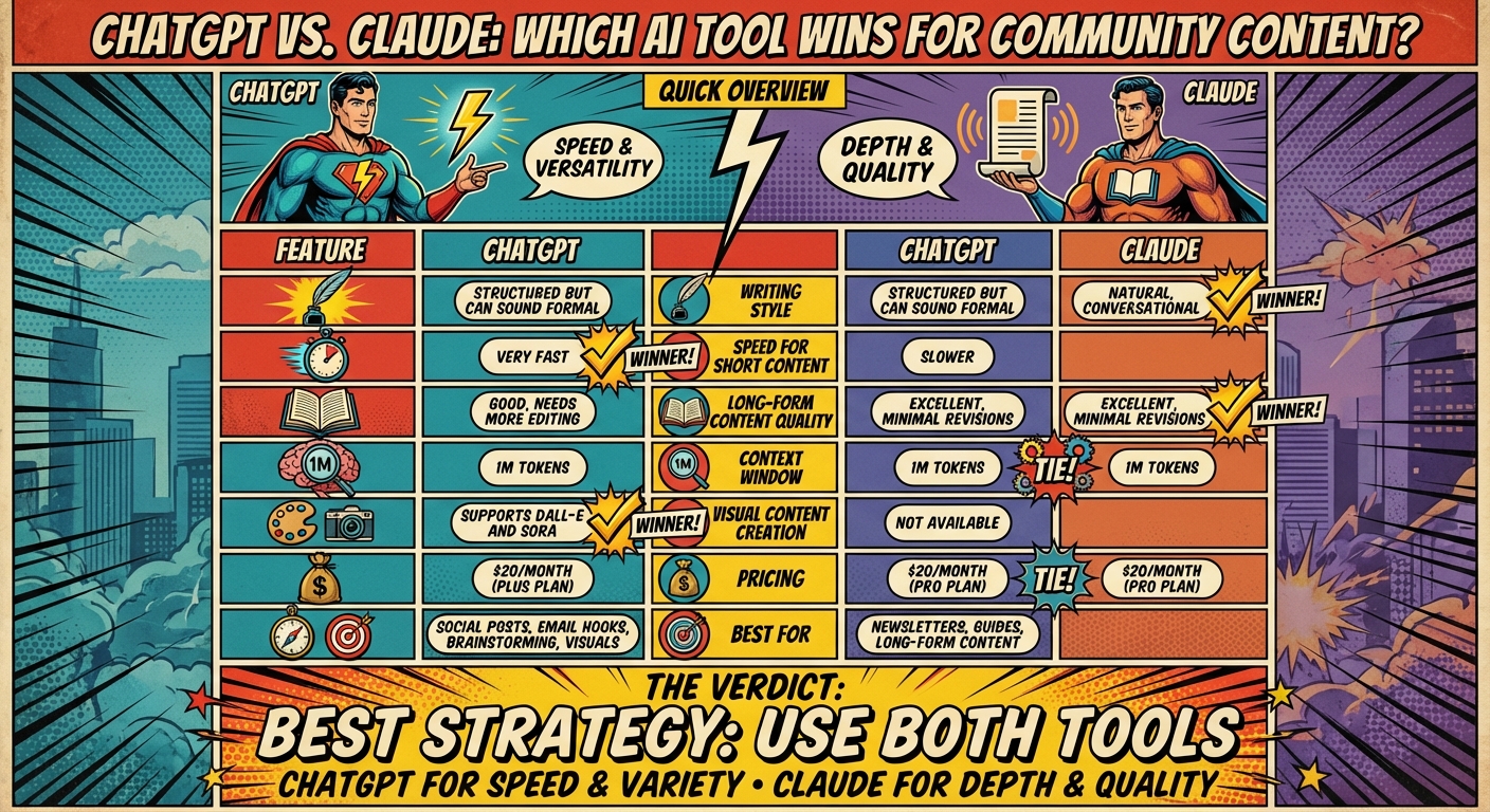 ChatGPT vs Claude Feature Comparison for Community Content Creation