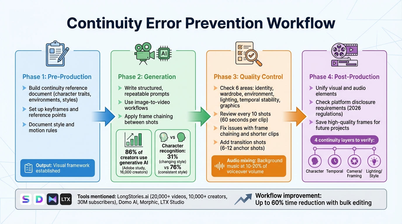 4-Phase Workflow for Preventing Continuity Errors in AI-Generated Videos