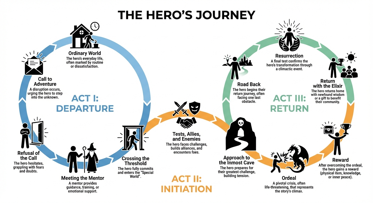 The 12 Stages of the Hero's Journey in Portal Fantasy
