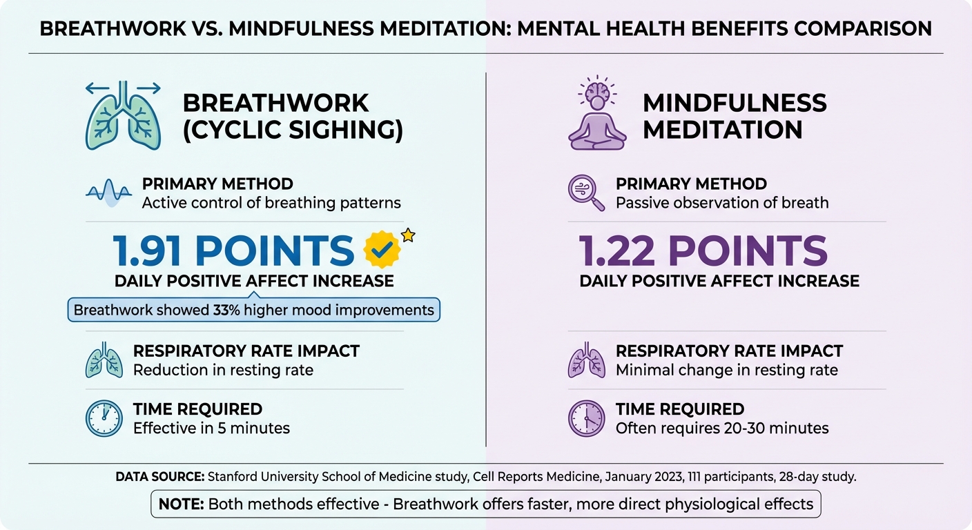 Breathwork vs Mindfulness Meditation: Mental Health Benefits Comparison