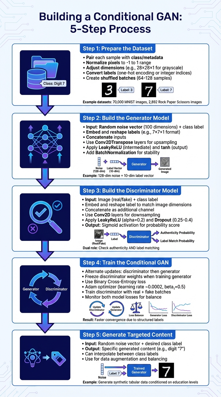 5-Step Process for Building and Training Conditional GANs