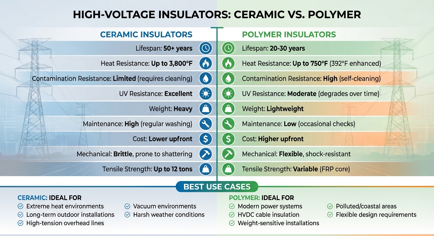Ceramic vs Polymer High-Voltage Insulators Comparison Chart