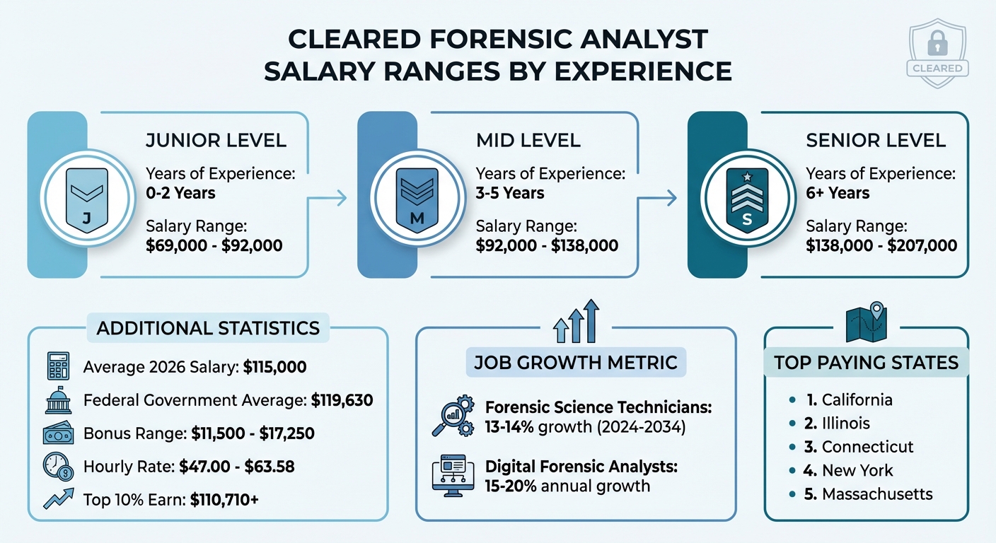 Cleared Forensic Analyst Career Path: Salary Ranges by Experience Level
