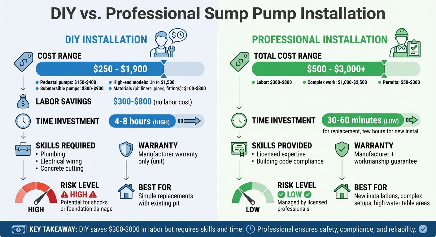 DIY vs Professional Sump Pump Installation Cost and Time Comparison