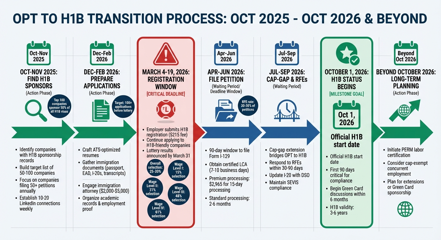 OPT to H1B Job Search Timeline: October to October Action Plan