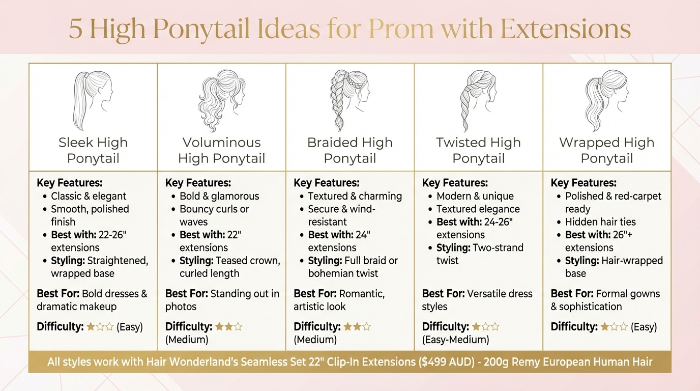 5 High Ponytail Styles for Prom with Extensions Comparison Guide